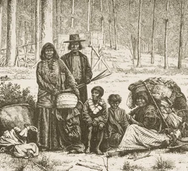 Grupo familiar nativo americano al oeste de las Montañas Rocosas, c.1880